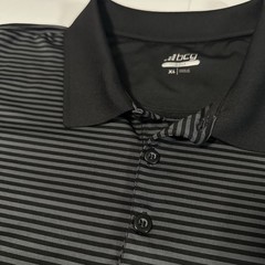 BCG Men’s XL Polo Golf Shirt Performance Striped Black & Grey Collared