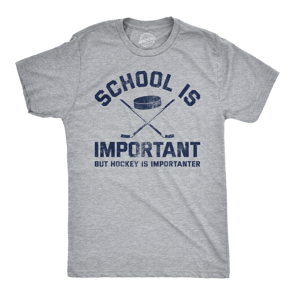 Mens School Is Important But Hockey Is Importanter T Shirt Funny Sports Tee