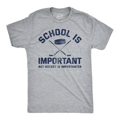 Mens School Is Important But Hockey Is Importanter T Shirt Funny Sports Tee