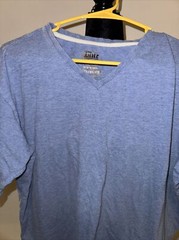 Blue Modern Fit Large 100% Cotton V-Neck T-Shirt