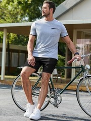 JMIERR Mens Casual Sweat Shorts 7 Inch Inseam Stretch Comfy Large, A Black