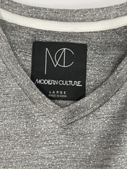 Modern Culture Men’s V-Neck Short Sleeve Colorblock T-Shirt Gray Black White L