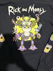 Rick and Morty Hybrid Adult Swim Robot Toilet Black Long Sleeve Graphic Tee M