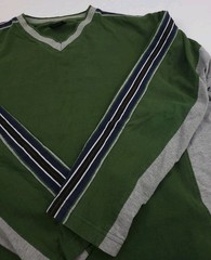 Vintage Y2k Left Coast Long Sleeve Stripe Sleeve V Neck T Shirt Skater 2000s USA