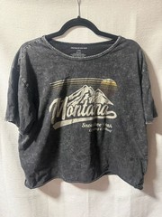 Caution to the Wind Montana Snowshoe Peak Acid Wash Graphic Crop Tee