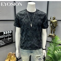 Men Distressed Ripped Star T-Shirt Tie Dye Short Sleeve Streetwear Hip Hop Tee