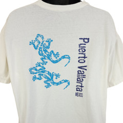 Vintage Puerto Vallarta T Shirt Mens Size 2XL Y2K Mexico Gecko Lizard Animal