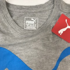 PUMA Big Cat Solid Graphic Logo Athletic Tee Heather Light Gray Shirt Mens Small