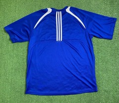 Adidas T Shirt Mens XL Three Stripes Blue Double Sided Polyester Train Climalite