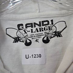 AND1 Men Shirt XL White Hooded Logo Basketball Show Graphic Long Sleeve READ