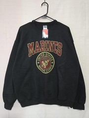 Gildan Marines USMC Crewneck Sweatshirt Mens Large Black Graphic Pullover VGC