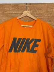 Nike Shirt Adult Mens Large Orange Swoosh Spell Out Active Athletic Basketball