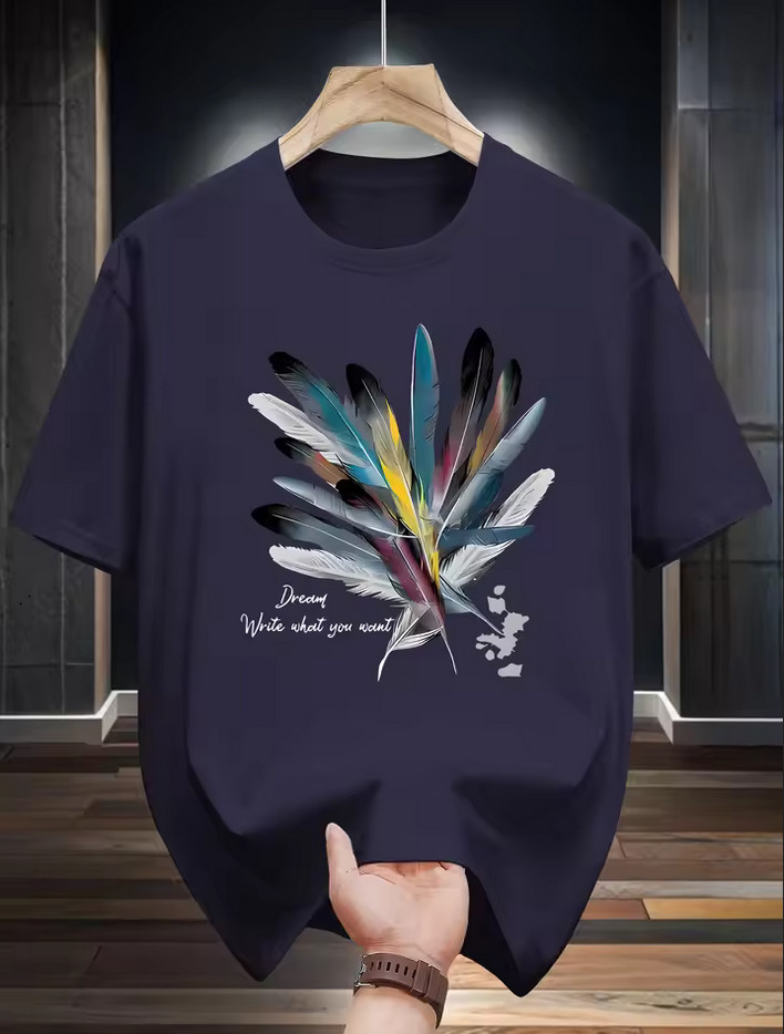 Men’s High Street T-Shirt Y2K Creative Graphic Print Casual Crew Neck Tee