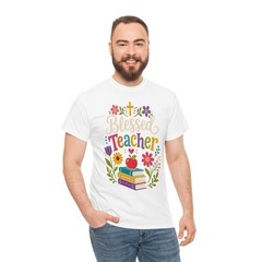 Mens Colorful Christian Teacher Floral Blessing T-Shirt