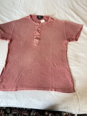 Ralph Lauren RRL Mens Knit Cotton Henley Shirt, Coral Toned, M
