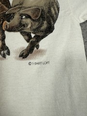 Vintage 90s Double Sided Pig Graphic T Shirt Adult Medium Single Stitch USA Made