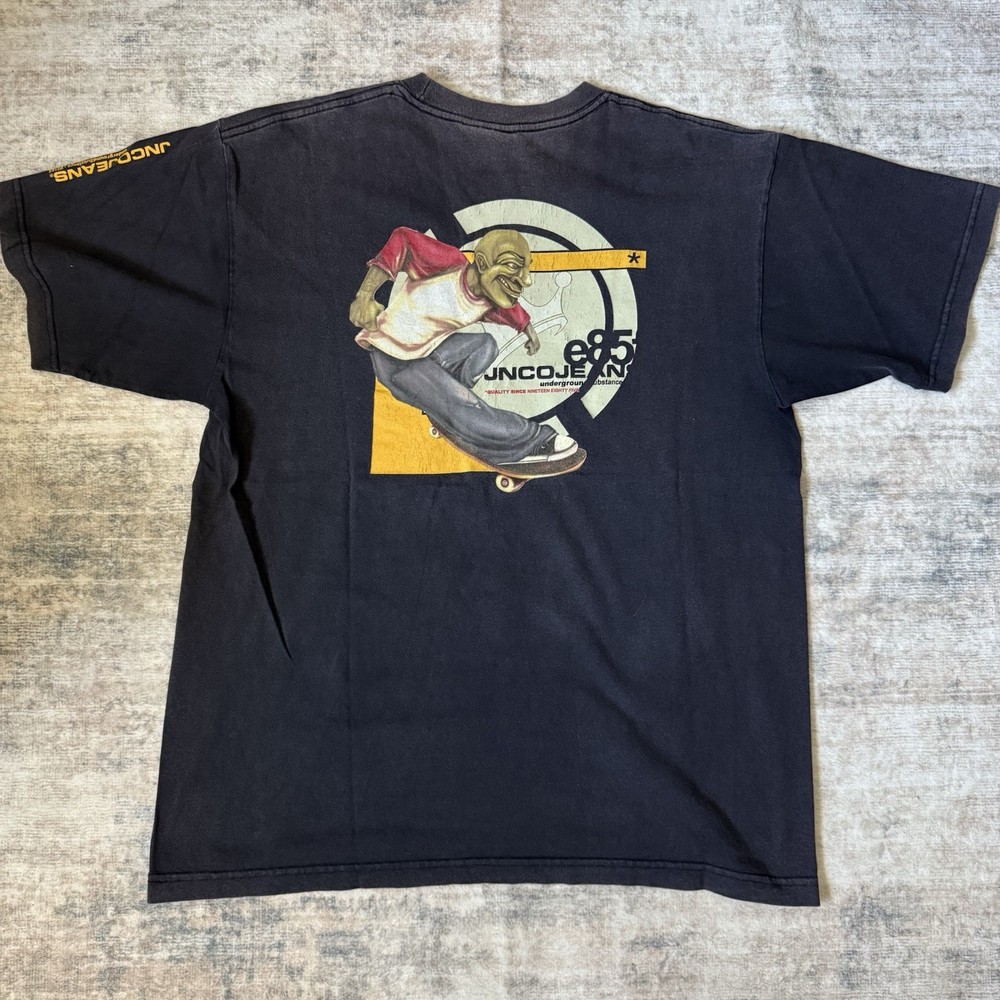 Vintage 90s JNCO Jeans Skater E85 Underground Substance Tshirt Size Large Faded