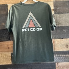 REI CO-OP Green Logo Tee T-Shirt Hiking Outdoor Organic Cotton Blend Medium Mens