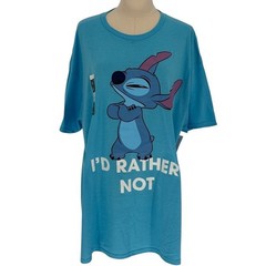 Disney Stitch Graphic T Shirt XL Blue Cotton Polyester Blend Graphic Tee