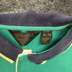 VTG Eddie Bauer Henley Shirt Mens XL Teal Blue Contrast Collar Made in USA 90s