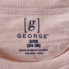 George size S(34-36) men’s t-shirt pink with blue/white stripes crew neck pocket
