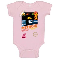 Metroid Retro Nes Box Art Baby One Piece
