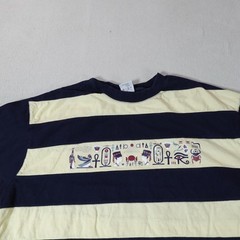 Vintage Egypt Shirt Mens Medium Blue Striped Hieroglyphic Cottonila Graphic Tee