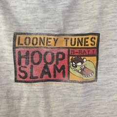 Vintage XL 90s Wile E Coyote Looney Tunes Hoop Slam Basketball T Shirt FLAWS