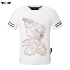 NWT Philipp Plein Animal Diamond Emblem Black/White Merino T-shirt