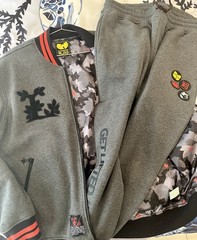 Wu Tang Clan Jacket & Pant Set Varsity Grey Mens Large Lifted Research