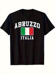 Mens Abruzzo Italy Region T Shirt Italian Flag Graphic Crew Neck Casual Tee