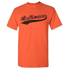 Baltimore City Baseball Script – Sports Athletics Team Hometown T-Shirt – Orange