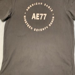 American Eagle Outfitters T Shirt Mens Medium Black “AE77” Graphics Round Neck