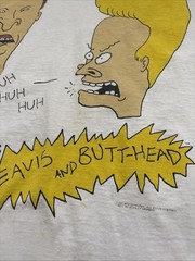 Vintage 1993 Beavis And Butt-Head MTV Cartoon Graphic T-Shirt USA LARGE Rare 90s