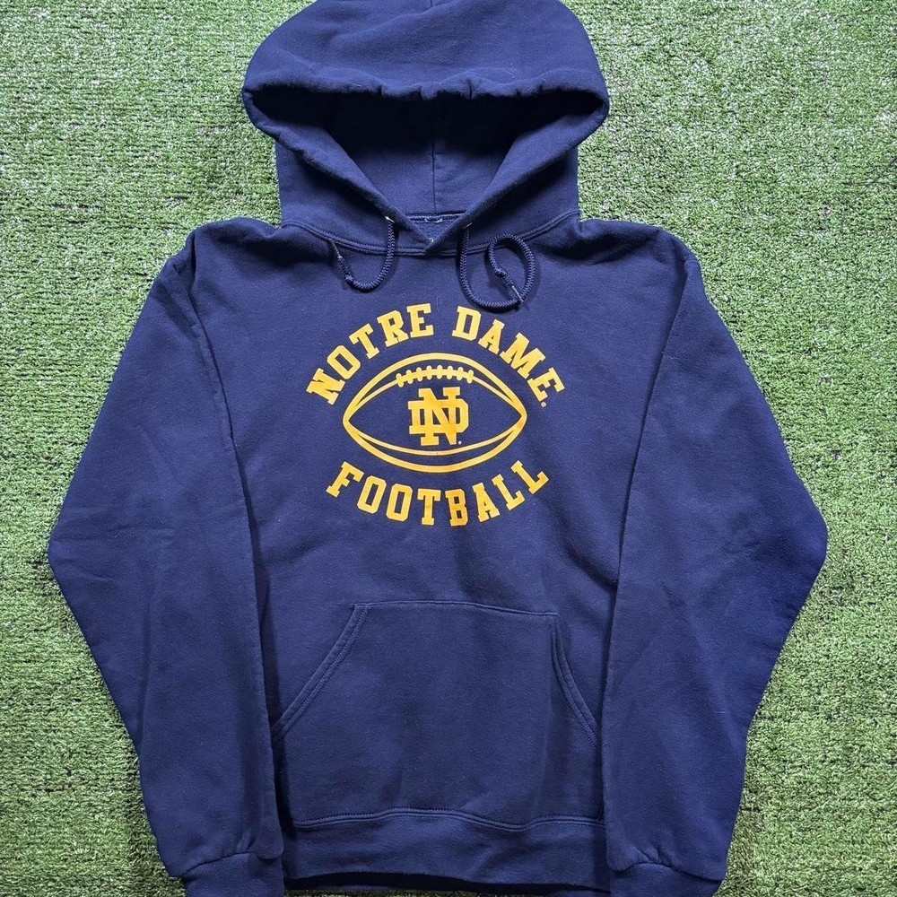 Navy Notre Dame Inspired Football Hoodie, Vintage Collegiate Pullover