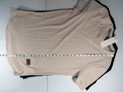Lot Of 3 JMIERR Beige/Black/Blue Ribbed Curved Hem ShortSleeveT-Shirt Size M NWT