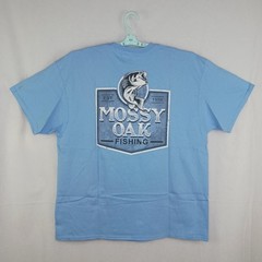 Mossy Oak Men’s Fishing T-Shirt Outdoors Sportsman Lightblue 2XL 50-52 summer