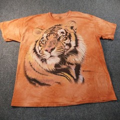 Vintage Y2K The Mountain Tiger Shirt Mens XL Orange Big Cat Wildlife 2000 USA