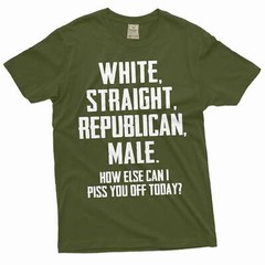 Men’s Funny Shirt White Straight Republican Male Shirt Funny USA Patriotic Shirt