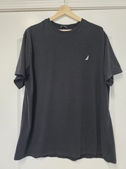 Nautica Mens Knit Tee Crew Neck T Shirt Size 2XL Black Solid Uniform Preppy Work