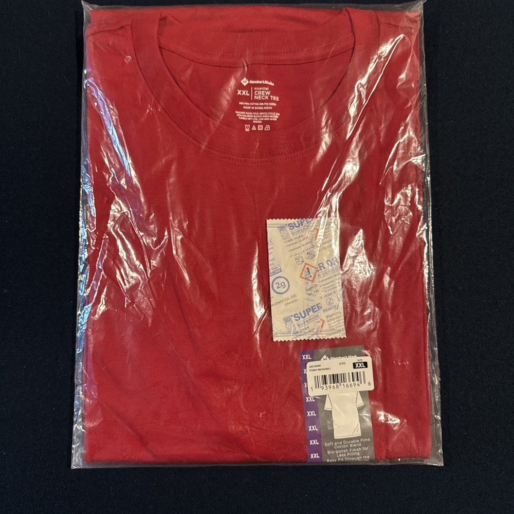 Members Mark Shirt Sleeve T Shirt XXL. New With Tags. Red. Ships On Saturdays