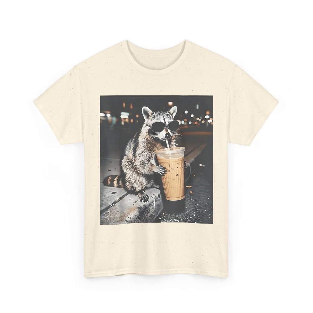 Raccoon Drinking Iced Coffee Shirt, Raccoon Animals Memes Lovers Funny Shirt