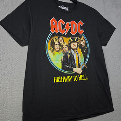 ACDC Shirt Mens LARGE L BLACK NEW HIGHWAY TOO HELL CONCERT TOUR ROCK Music NWT