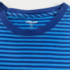 Lands’ End Men’s Supima Cotton T-Shirt Blue Striped Short Sleeve XL Casual