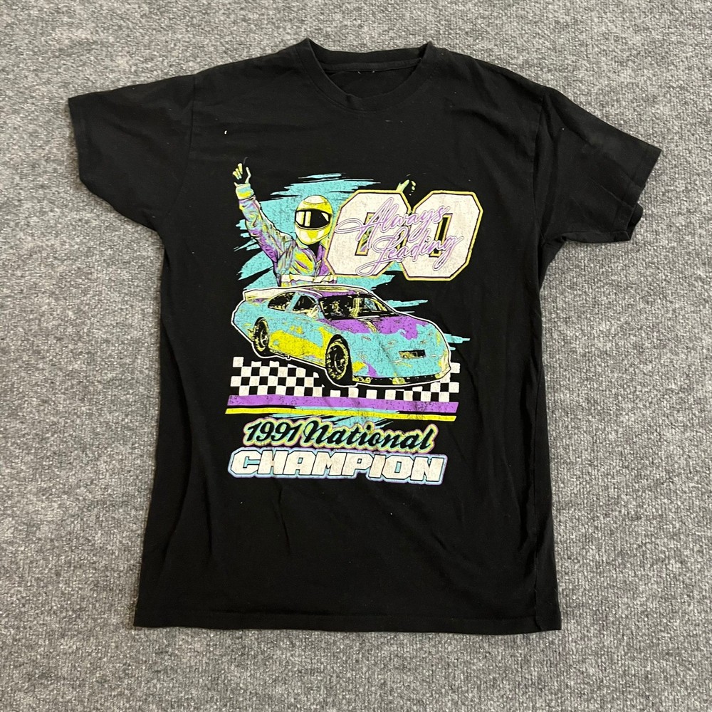 Unbranded T-Shirt Mens Size S Black 1991 National Champion Racing Graphic Tee