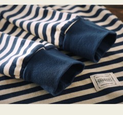 Mens Henry Shirt Sailor Striped Shirt Retro Heavy Cotton Classic Causal T-shirt