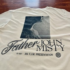 Father John Misty T-Shirt Size Medium Tan Cream Double Sided Presentation Tee