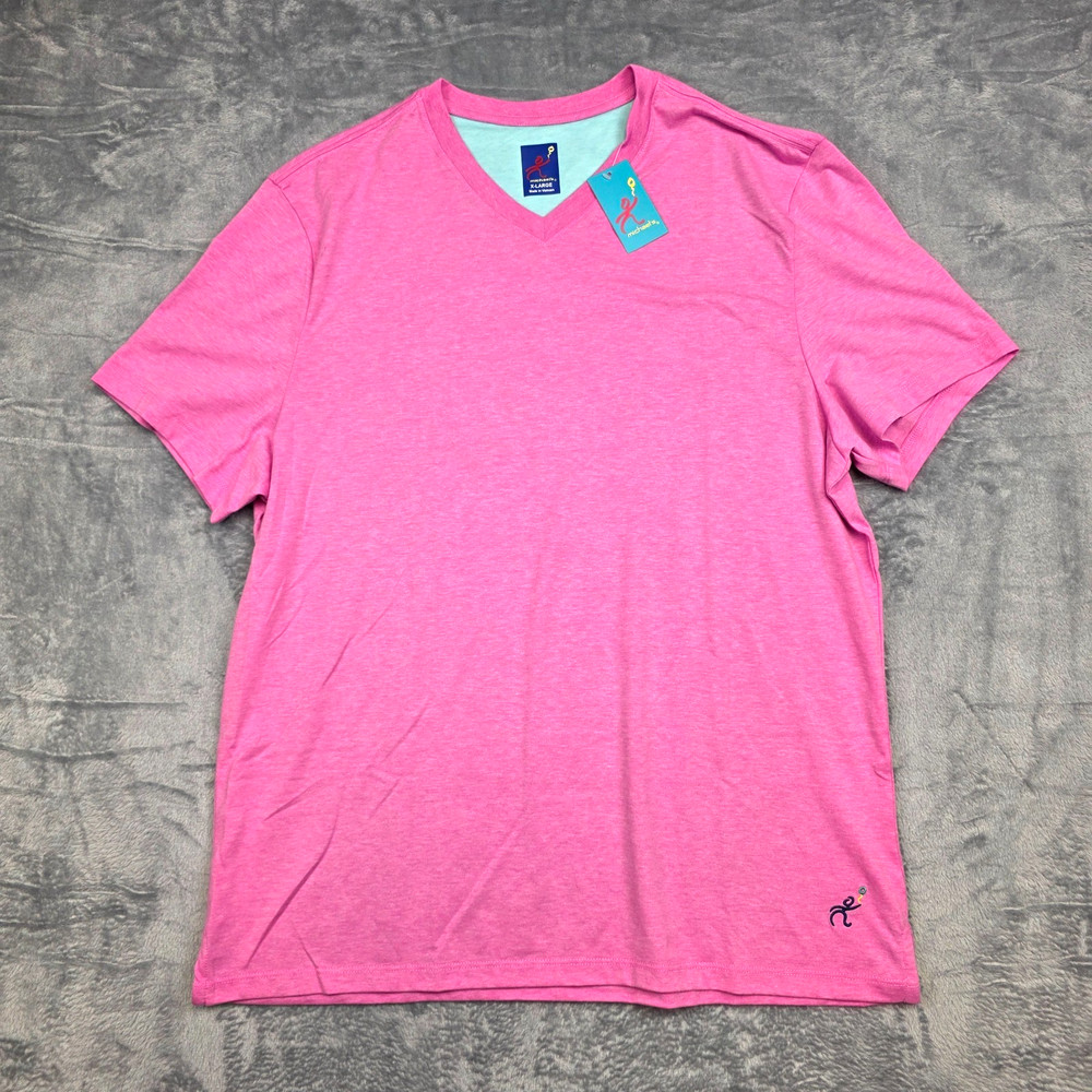 $55 New MICHAEL’S V-Neck SS Shirt Men XL X-LARGE Magenta Pink Cotton Poly Blend