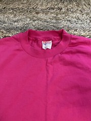 Vintage 90s Hanes Heavyweight 50/50 Blank T-Shirt Mens Large Single Stitch Pink