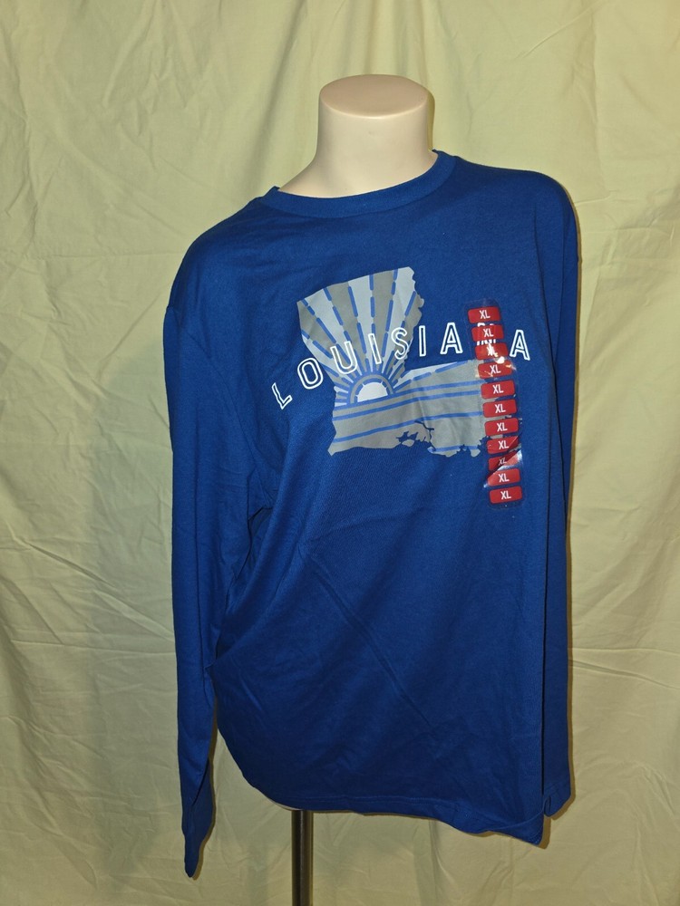 NWT – Men’s State Of Mine Louisiana Long Sleeve Tee Size XL Blue Graphic T Shirt